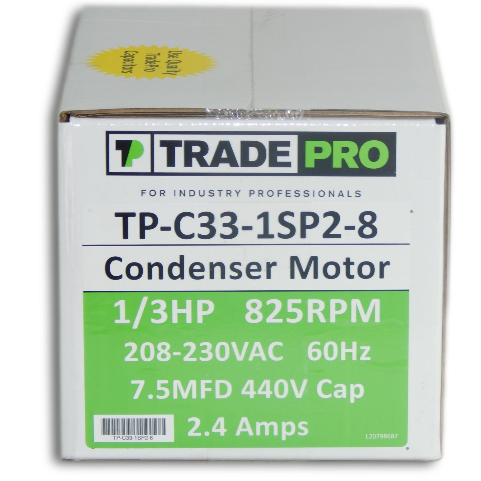 208/230V TP-C16-1SP2-8 Condenser Motor 1/6HP 825 RPM Trade Pro